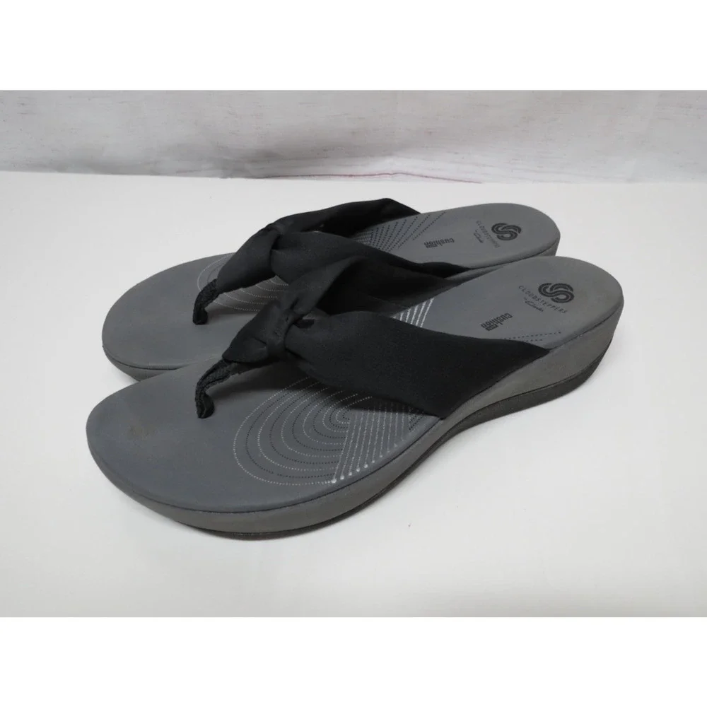 Clarks Cloudsteppers Cushion Soft Knotted Flip Flop Thong Sandals Back 10M